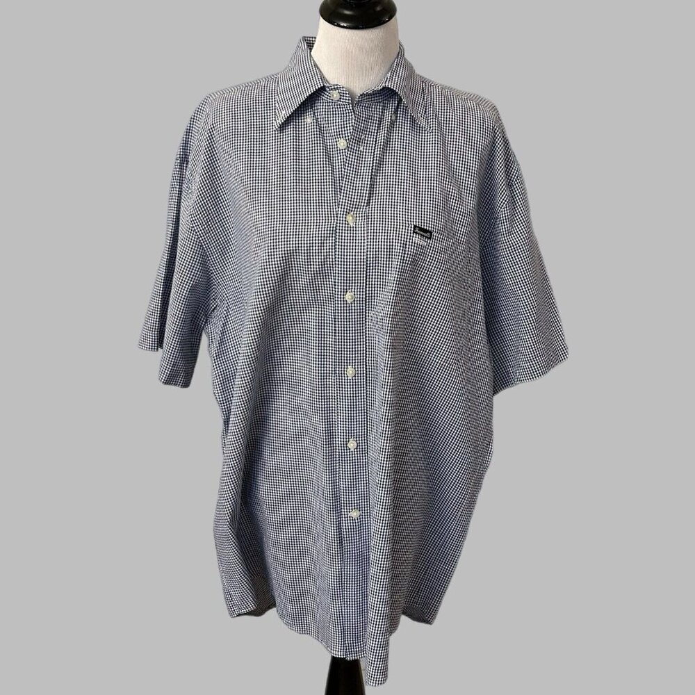 2/$30 Faconnable Mens Dressy Casual Shirt Large L Button Down Blue White